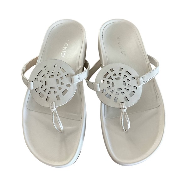 VIONIC Solari Toe Post Cream White Sandals Flats Shoes NEW Size 9 - Picture 8 of 8